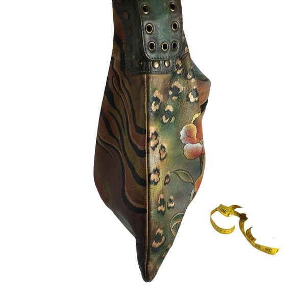 Anuschka  NEVER USED Handpainted Leather XL Shoulder Bag Hobo Butterfly - Picture 10 of 13